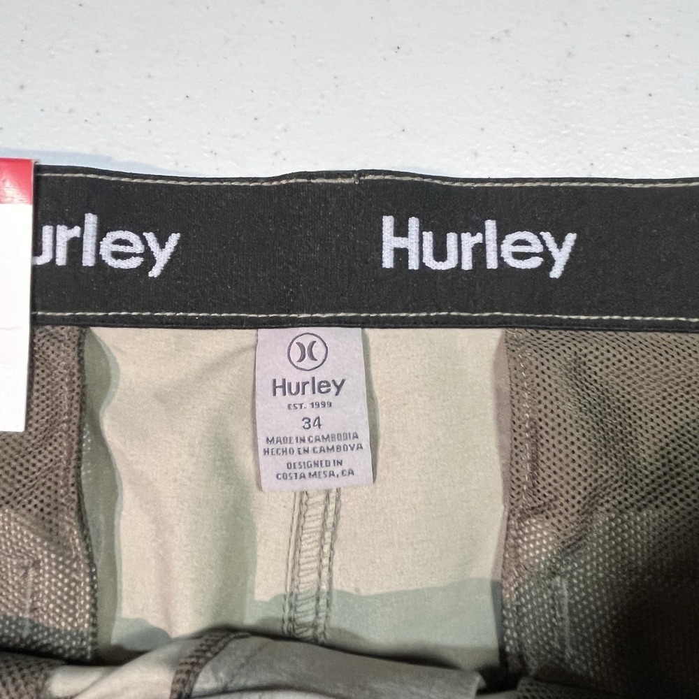 Hurley Men's Hybrid 20 Inch Outseam Solid Stretch Walk Shorts, Olive Size 34 NWT - Picture 3 of 7